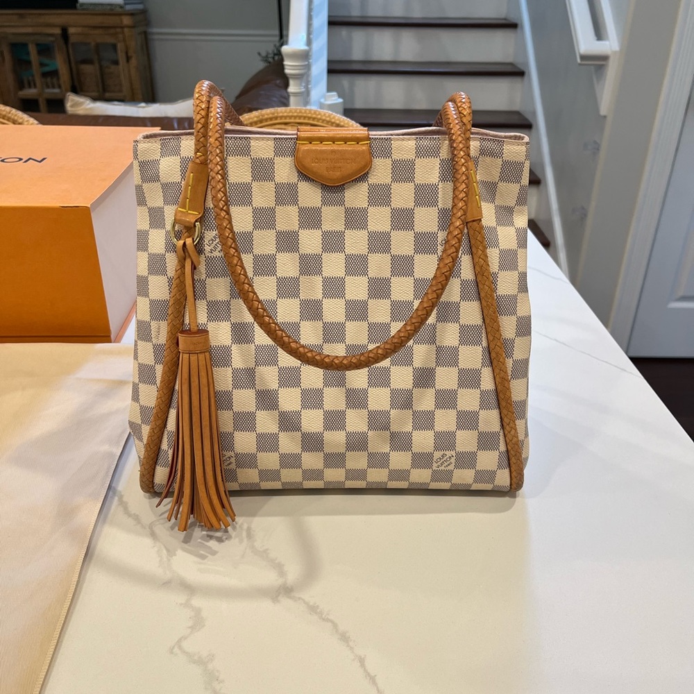 Louis Vuitton Propriano Tote Bag Damier Azur Leather White